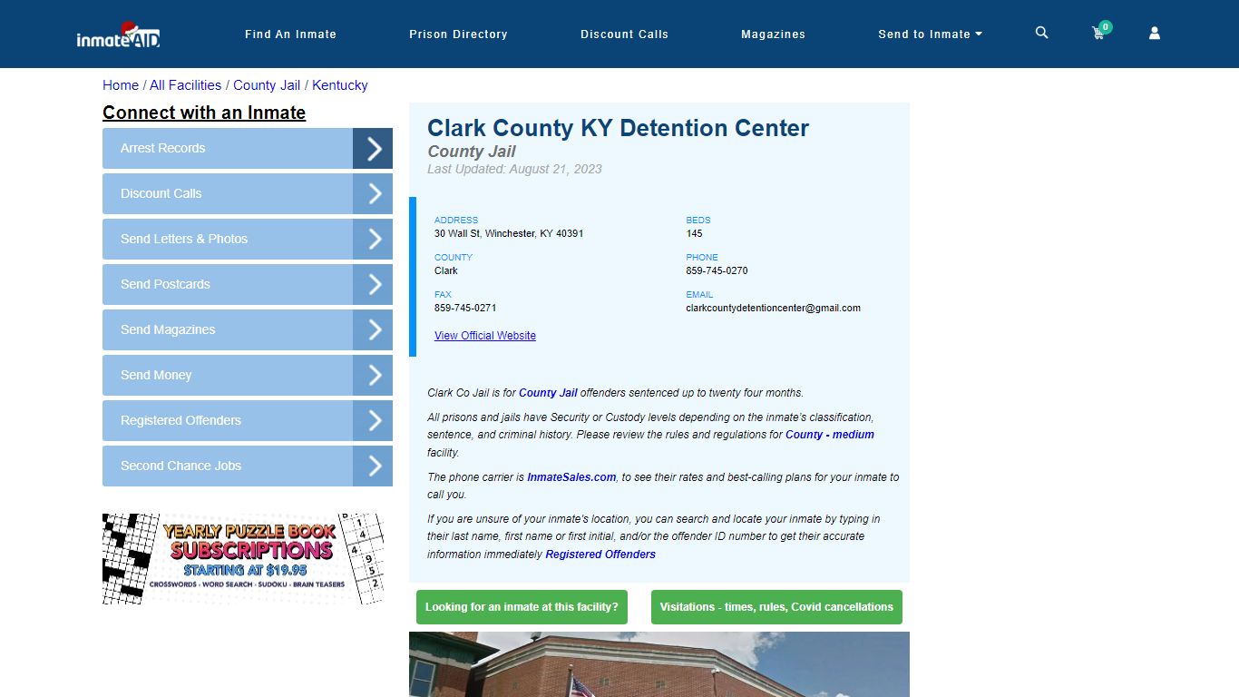 Clark County KY Detention Center - Inmate Locator - Winchester, KY